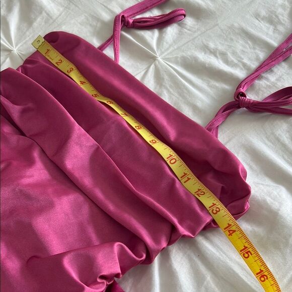 SHEIN Women's Pink Adj. Spaghetti Strap Back Zip Ruched Mini Dress Size Medium - Picture 10 of 11